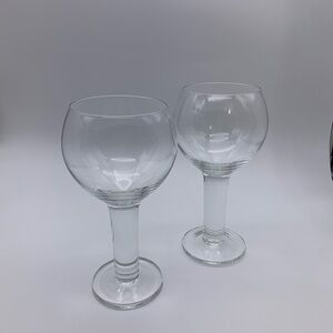 Set Of 2 Crate & Barrel INGA Crystal Wine Glasses 17 Oz Thick Stem Blown Glass